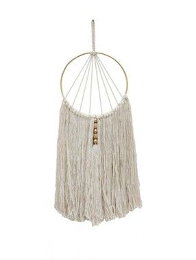 NWT At Home Chic Geometric Cream Gold Macrame Wall Decor Neutral & Boho Sz 18"